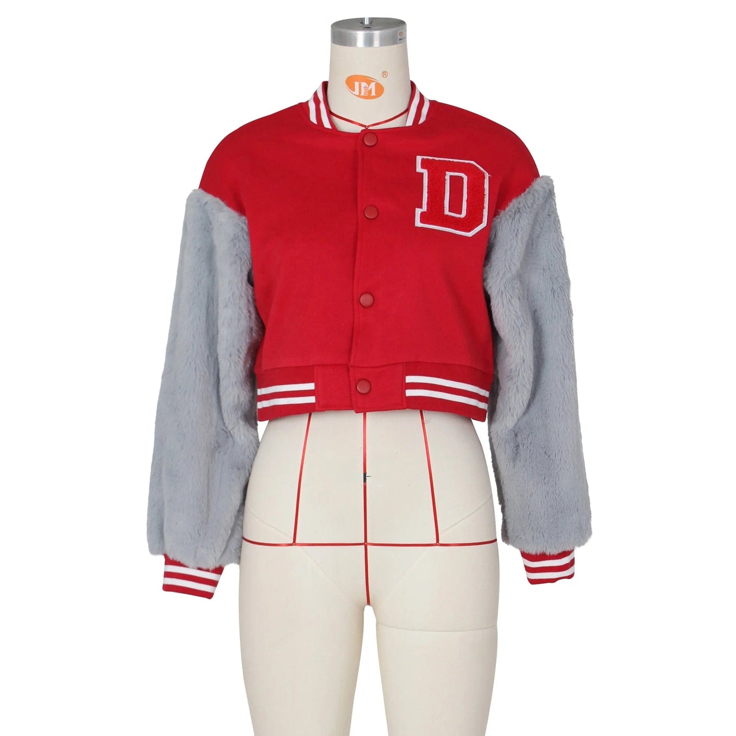 Fall stylish ladies baseball jacket with fur long sleeve women varsity letterman jackets