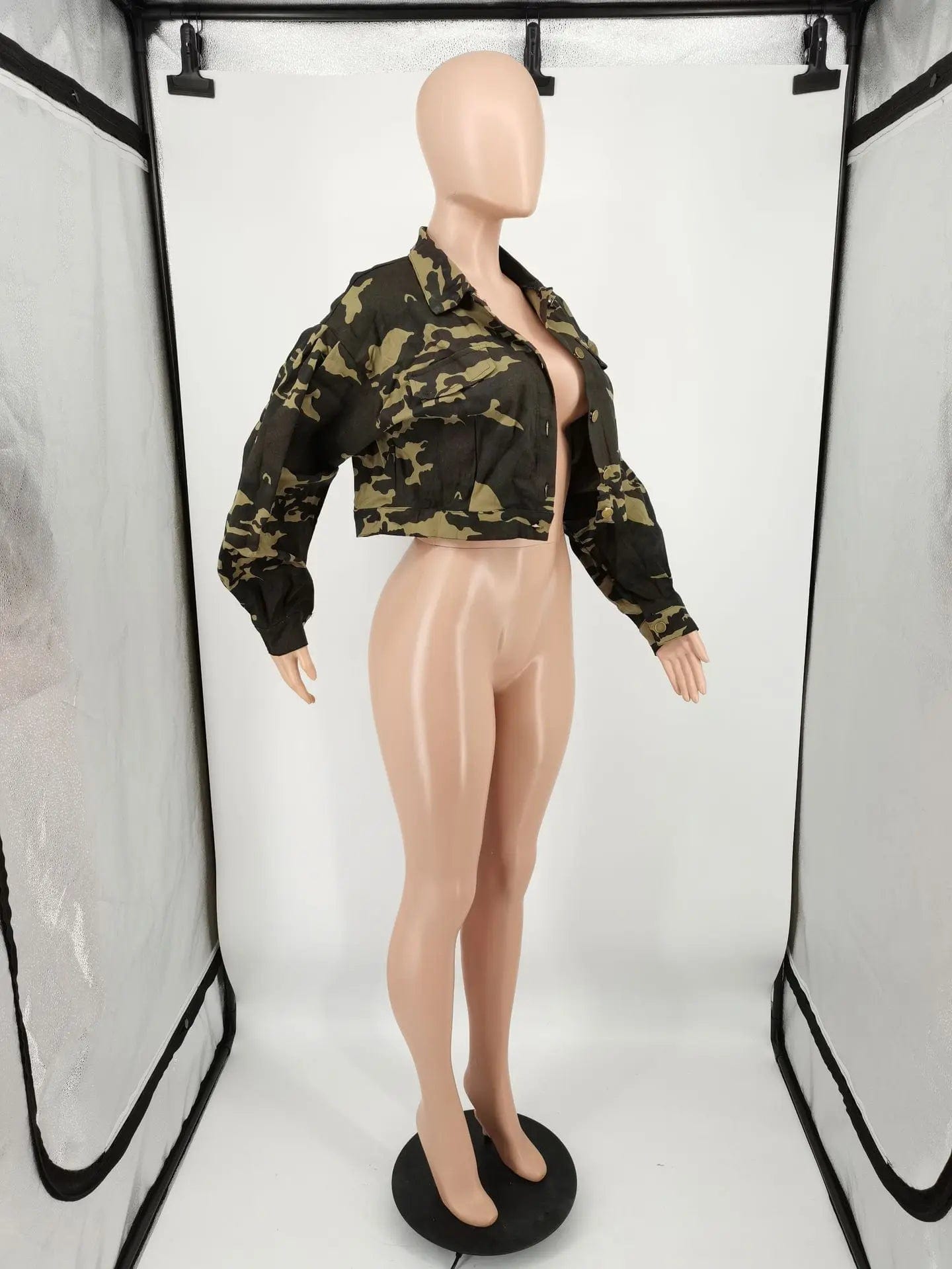 Fall Winter Camouflage Cropped Jacket Woman Puff Sleeve Streetwear Coat Fashion Plus Size Camo Jackets for Ladies