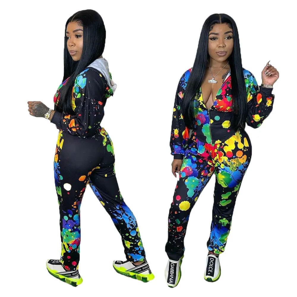 Fall Winter Full Zip Up Hoodies Sweatshirts Gym Outfits 2 Two Pieces Pants Set Women Clothing Tracksuit