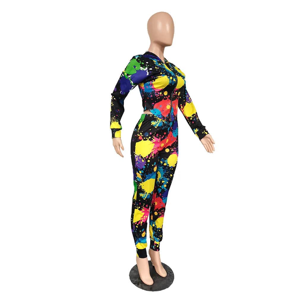 Fall Winter Full Zip Up Hoodies Sweatshirts Gym Outfits 2 Two Pieces Pants Set Women Clothing Tracksuit