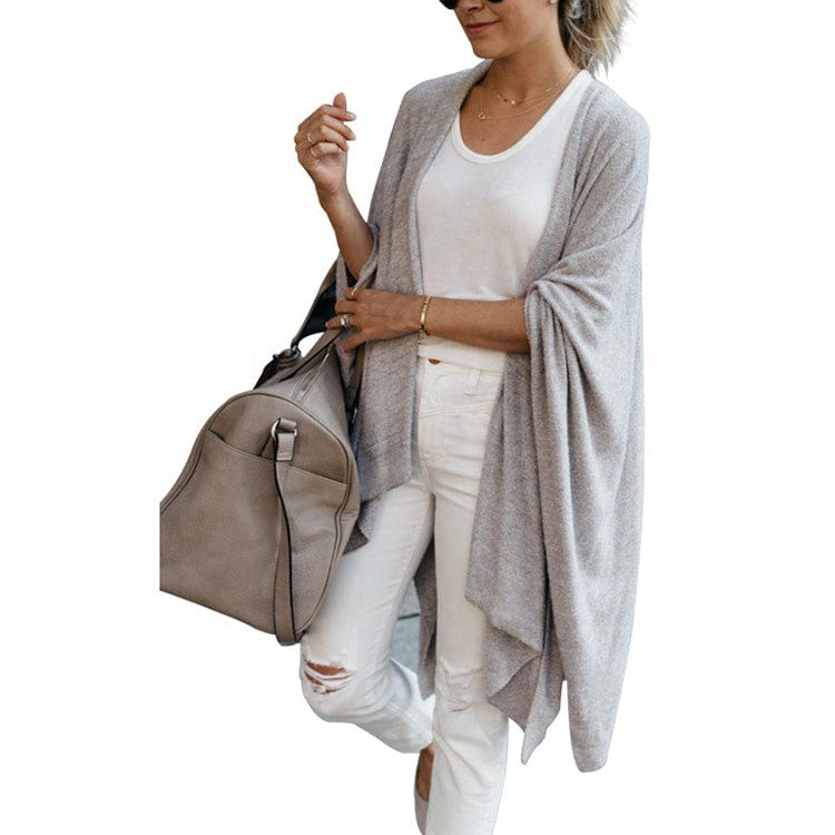 Fall winter long coat solid loose irregular design poncho knit cardigan kimono plus size women coats