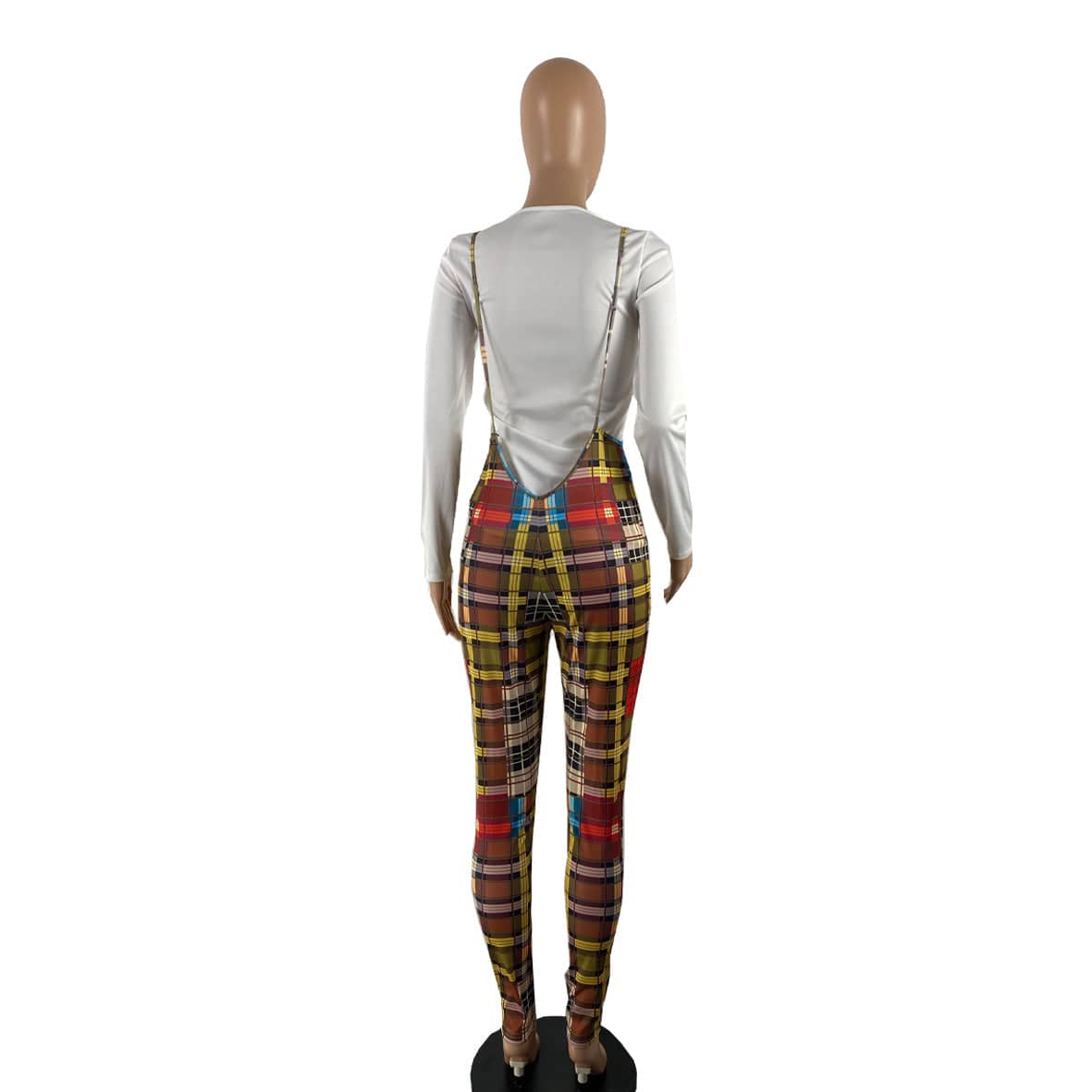 Fall Womens Plus Size Clothing Long Sleeve Suit Two Piece Set Slim Plaid Jumpsuit With Waist Down T-shirt Women Clothing