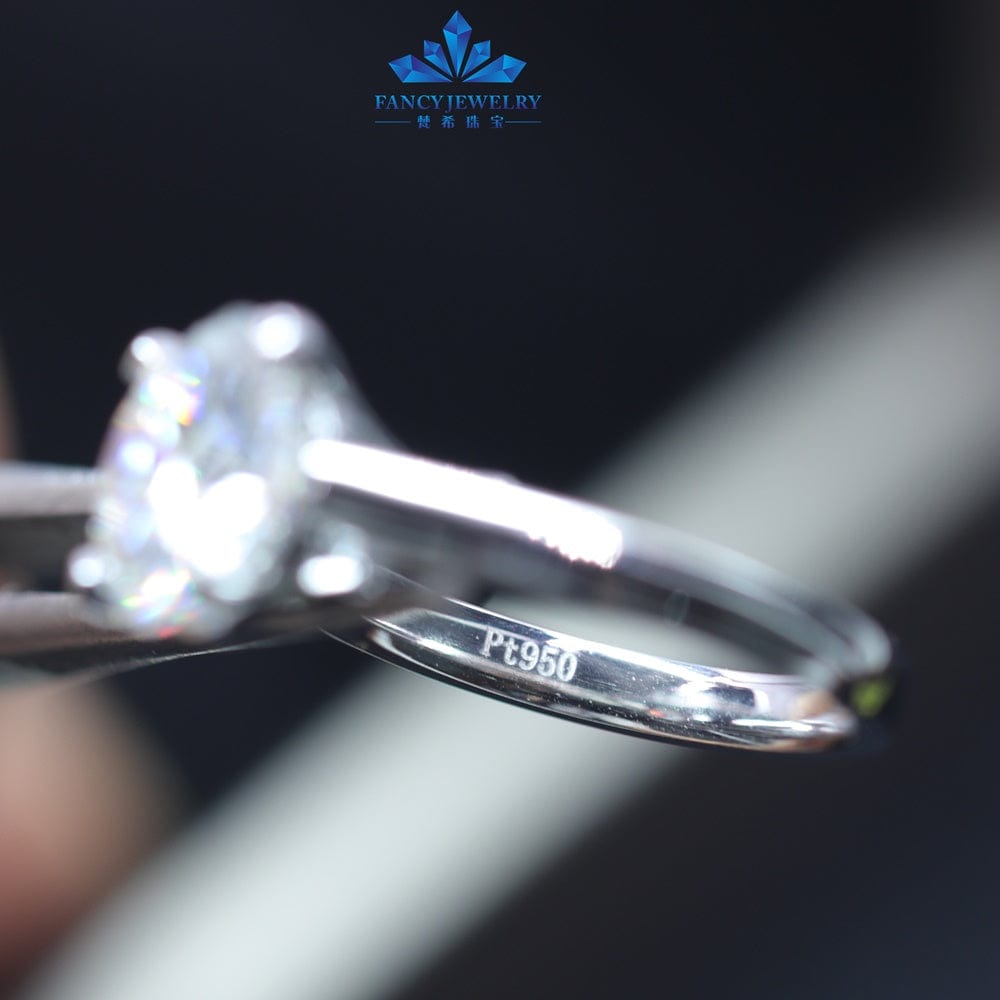 Fancy Customized PT950 white gold ring GRA certified D color 9mm 3CT Round brilliant cut moissanite solitaire engagement ring
