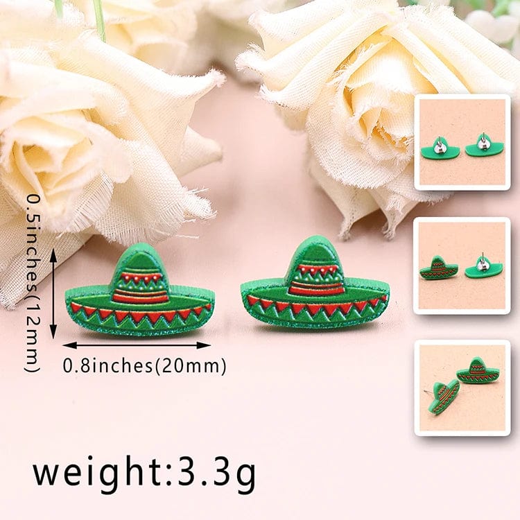 fashion / 0.8*0.5in / Multi Syasibo jewelry ERS871ER1664 1Pair New product CN Stud Mexican hat TRENDY Acrylic Jewelry For women titanium steel