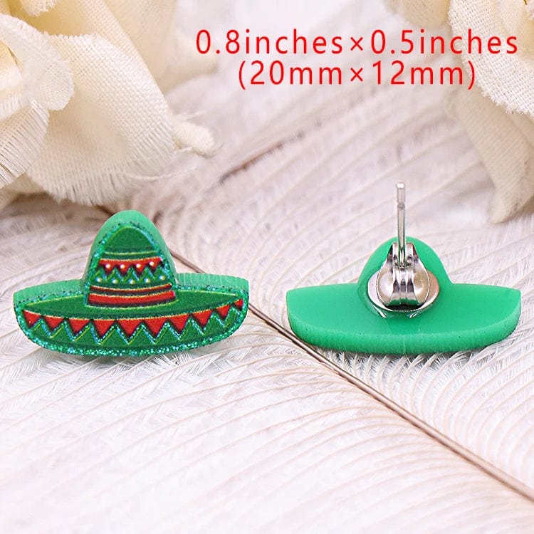 fashion / 0.8*0.5in / Multi Syasibo jewelry ERS871ER1664 1Pair New product CN Stud Mexican hat TRENDY Acrylic Jewelry For women titanium steel