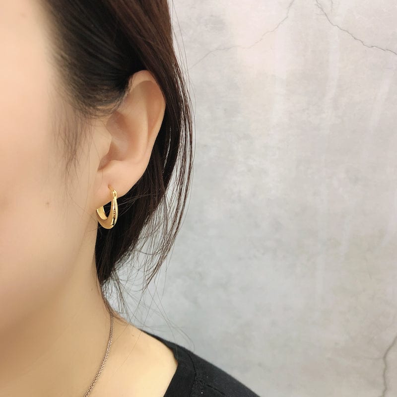 Fashion 18K Gold Plated Minimalist Chunky Hoop Earrings Jewelry 925 Sterling Silver Geometric Water Drop Earrings For Women