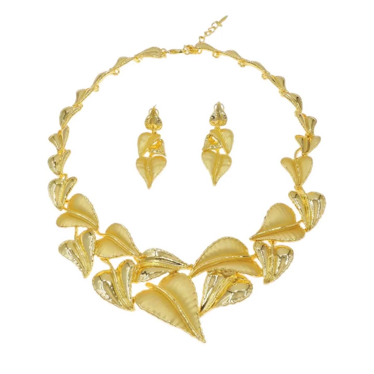 Fashion 24K Gold Plated Wholesale Dubai Gold Earrings Jewelry Women Cute Gift Party Western Wedding Copper Zircon Jewelry set