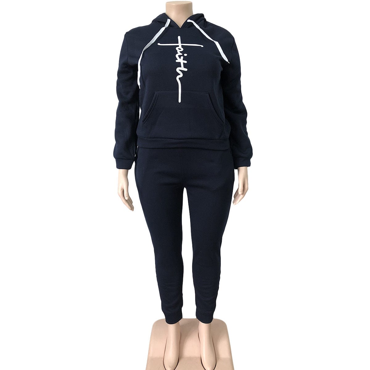 Fashion 5Xl Plus Size Faith Set 2 Piece Casual Hoodie Sweatshirt And Joggers Fall Outfits 2022 Women Clothing