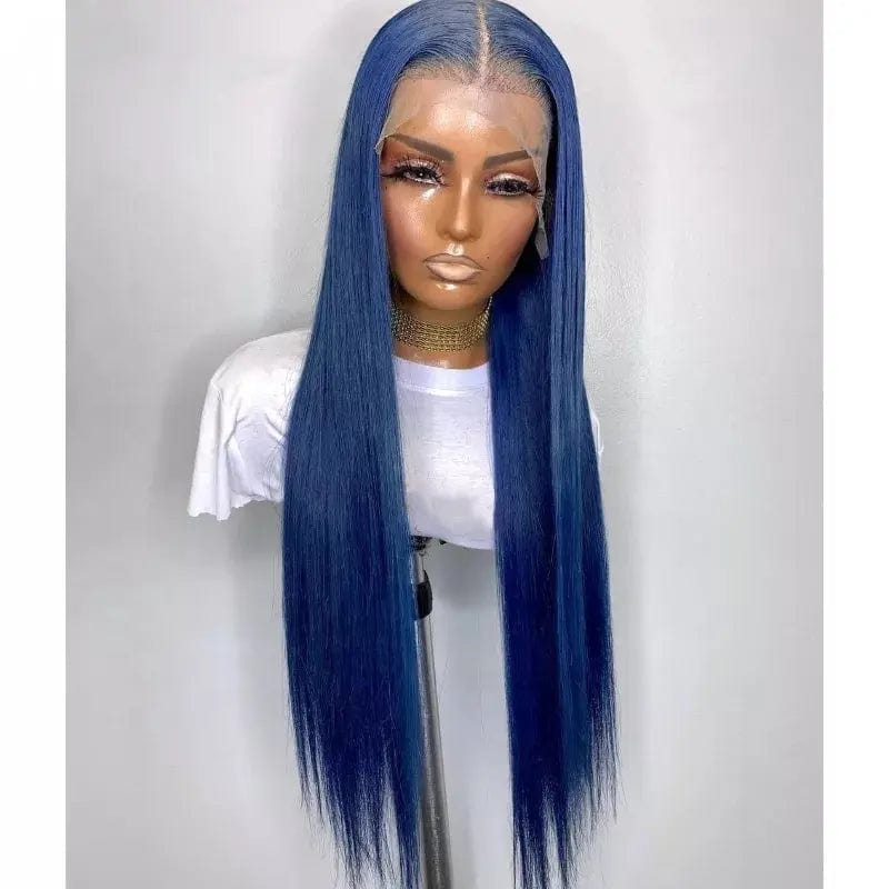 Fashion 613 Cuticle Aligned Ombre Blue Color Long Straight Pre-plucked Natural Hair Line Lace Front Virgin Human Hair Wig