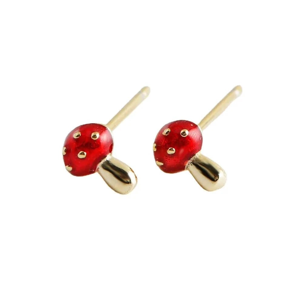 fashion 925 sterling silver minimalist cute mushroom stud earring jewelry 18K gold plated earrings for women jewelry