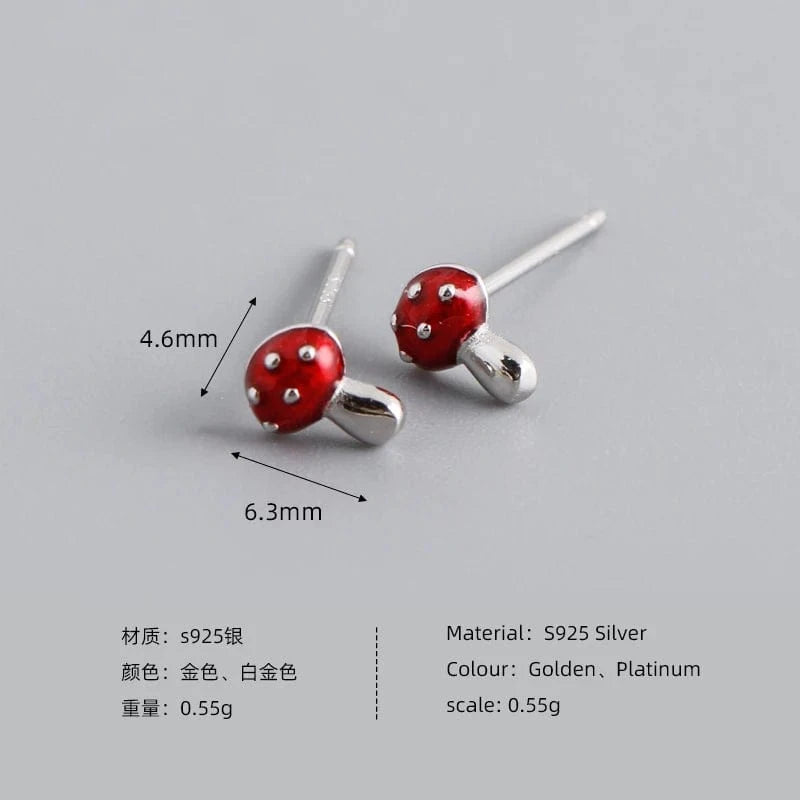 fashion 925 sterling silver minimalist cute mushroom stud earring jewelry 18K gold plated earrings for women jewelry