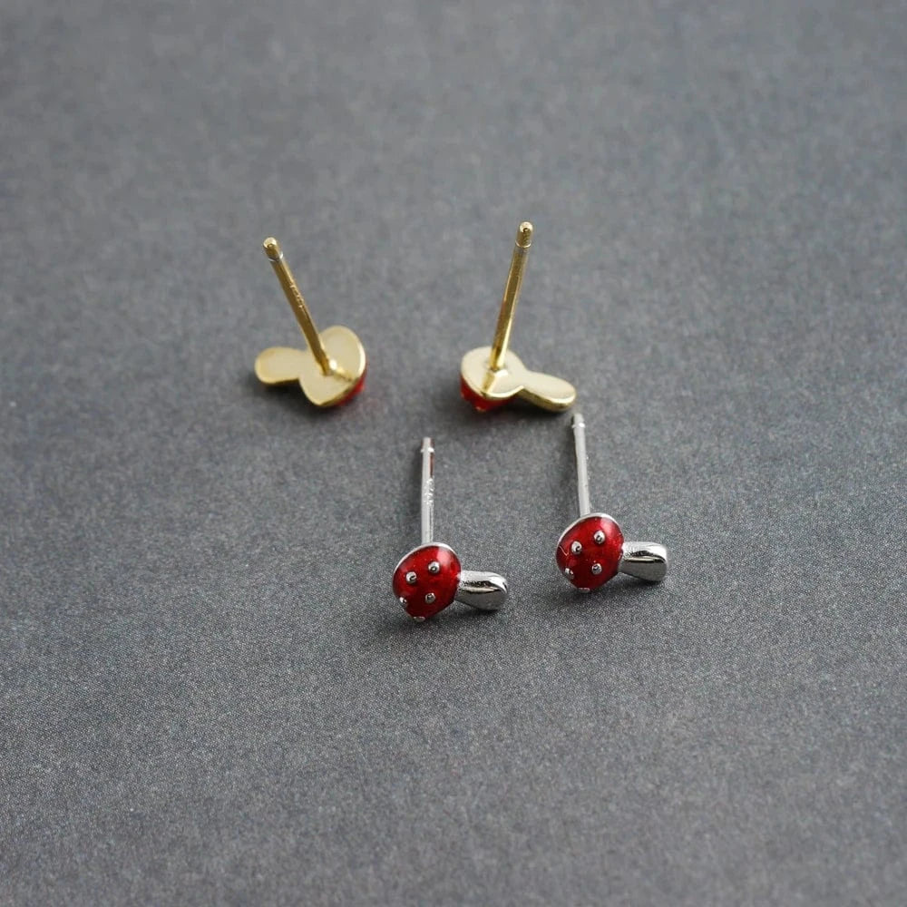 fashion 925 sterling silver minimalist cute mushroom stud earring jewelry 18K gold plated earrings for women jewelry