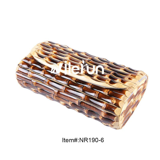 Fashion bamboo wood rattan straw bag High quality Nilerun brand handmade hard bamboo rhizome bamboo root clutch bag purse wallet