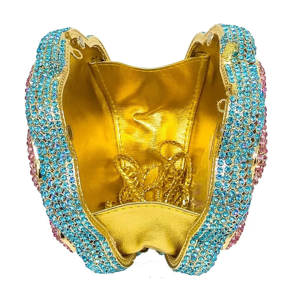 Fashion bling crystal rhinestone flower roses shape diamond clutch purse handbag