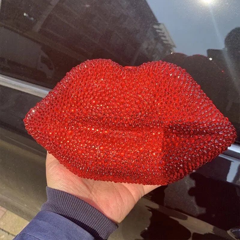 Fashion Bling Lip Shape Cosmetic Rhinestones Purses Crystal Diamond Beaded Acrylic Clutch Bridal Handbags Evening Party Bags