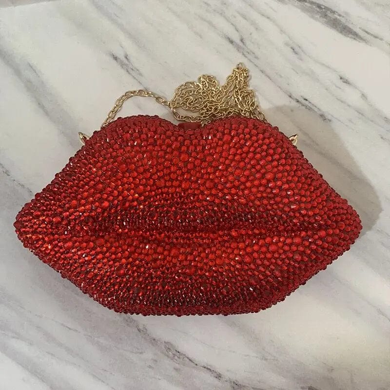 Fashion Bling Lip Shape Cosmetic Rhinestones Purses Crystal Diamond Beaded Acrylic Clutch Bridal Handbags Evening Party Bags