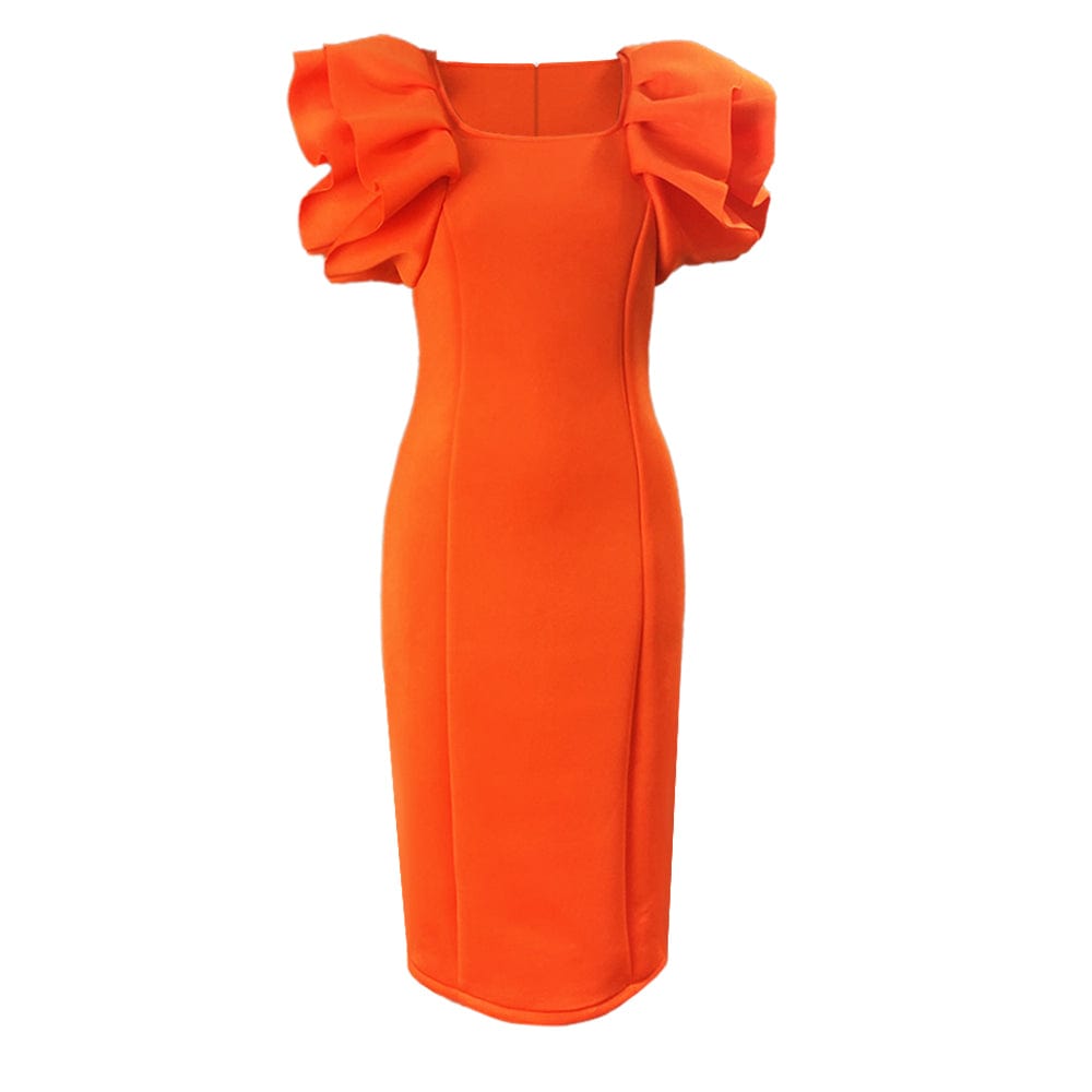 Fashion Bodycon Party Sexy Ruffle Flare Sleeves Women Cocktail Dresses
