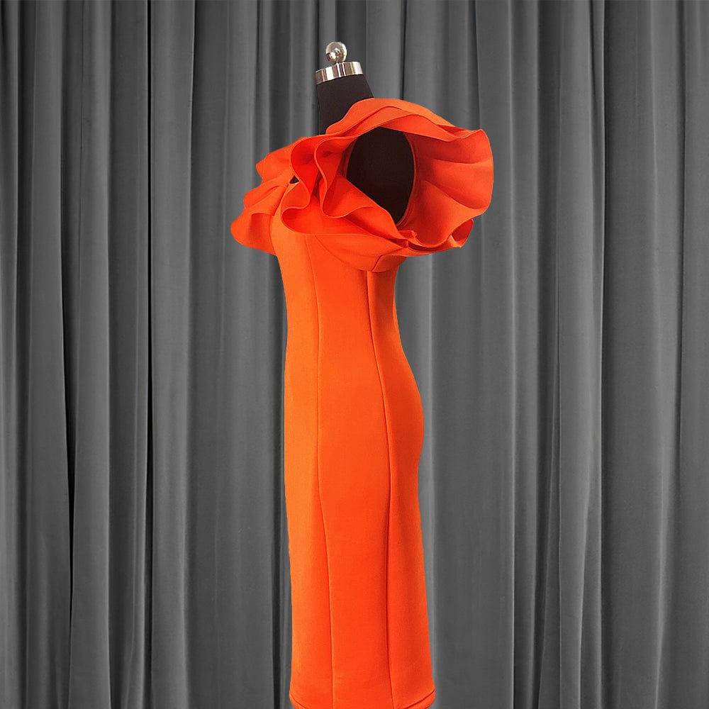 Fashion Bodycon Party Sexy Ruffle Flare Sleeves Women Cocktail Dresses