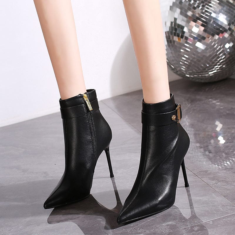 Fashion boots women's super high stiletto thin boots 2023 autumn new pointed toe short boots high heels