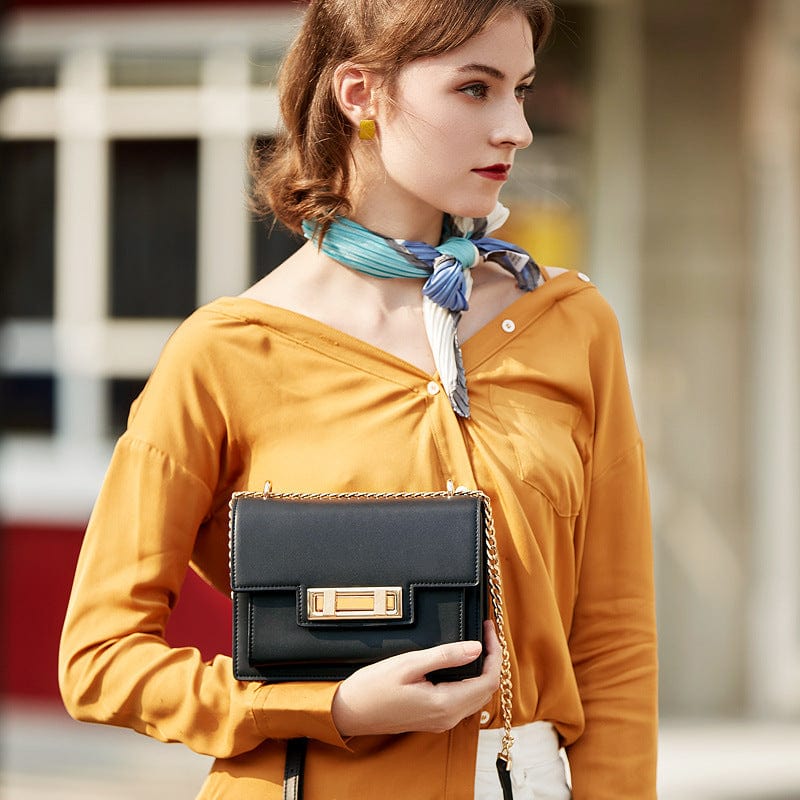 Fashion chain sling bags for women shoulder messenger small square bags for girls fashion genuine leather crossbody bag handbag