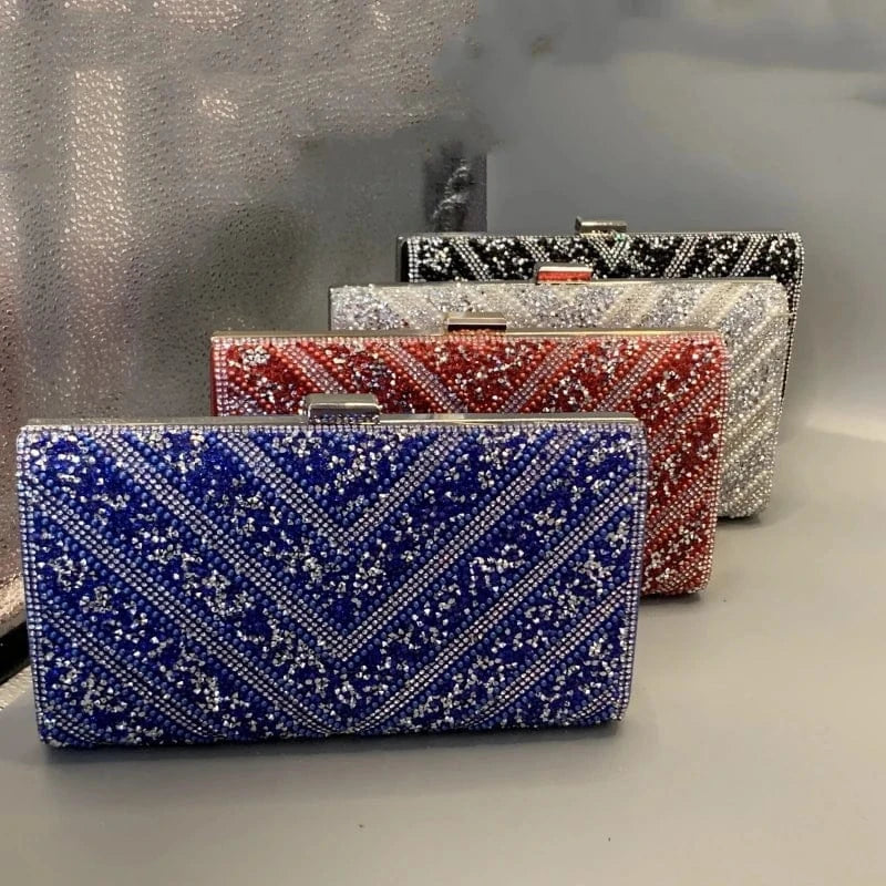 fashion chains unique sequin diamond clutch bag wholesale designer square clutch evening purse