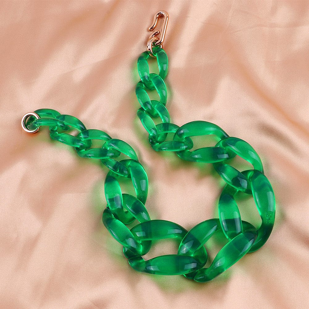 fashion choker / green CARTER LISA Fashion Macaron Color Punk Acrylic Resin Chunky Chain Necklace For Woman Girls Jewelry