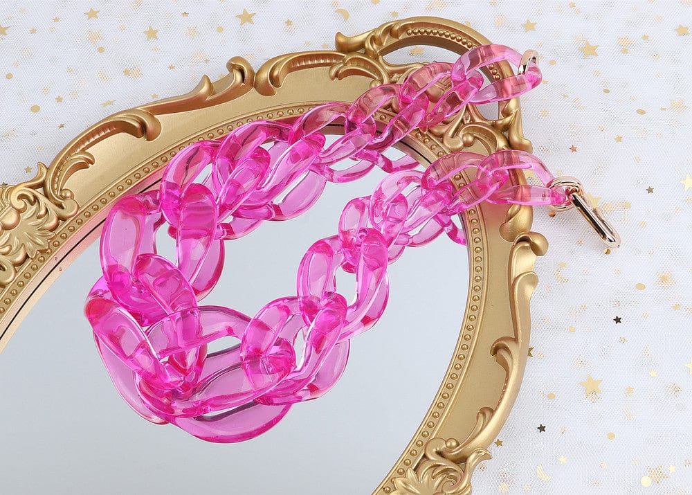 fashion choker / Pink CARTER LISA Fashion Macaron Color Punk Acrylic Resin Chunky Chain Necklace For Woman Girls Jewelry