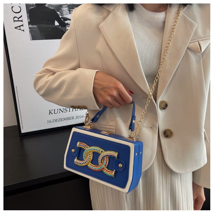 Fashion Colorful Thick Chain Women Shoulder Messenger Bags Panelled Casual Ladies Box Crossbody Purse Handbags