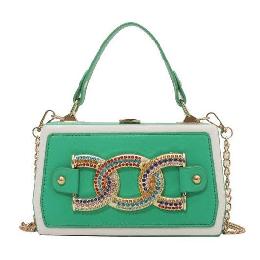Fashion Colorful Thick Chain Women Shoulder Messenger Bags Panelled Casual Ladies Box Crossbody Purse Handbags