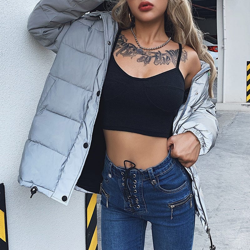 Fashion Custom Color winter high quality Padded plus size reflective coat women down coat waterproof Rainbow bubble Jacket