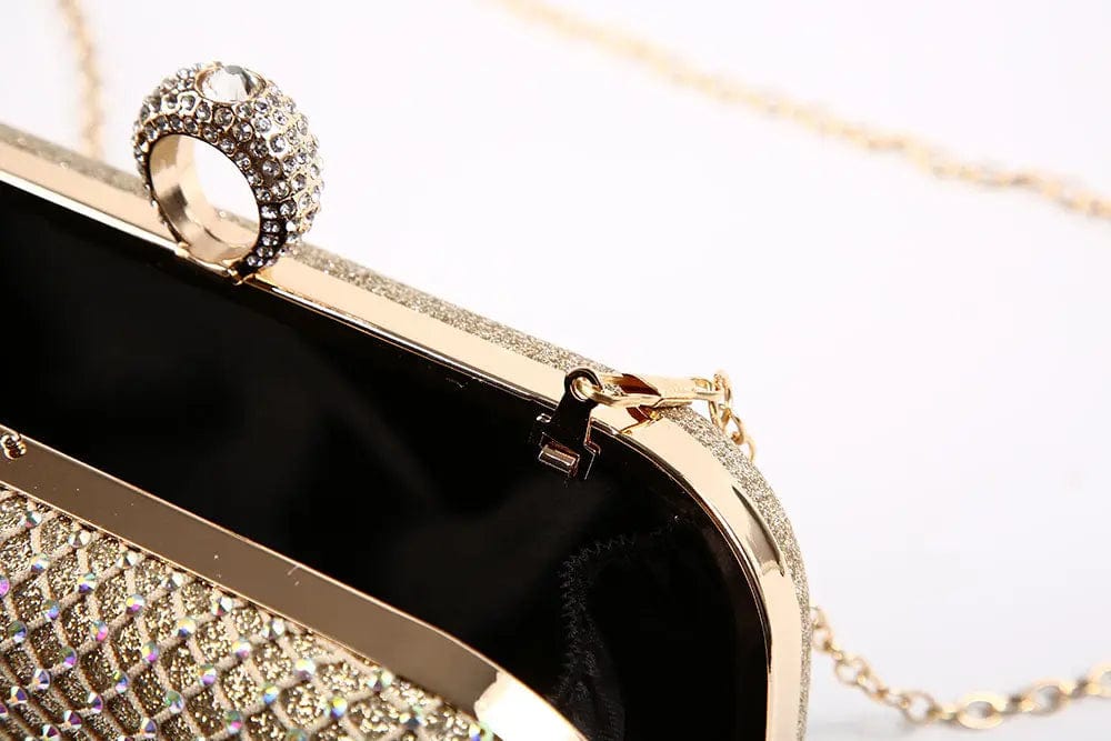 Fashion Design Handmade New Evening Bag mesh Crystal Clutch With Ring Metal Frame For Wedding/banquet/party/porm
