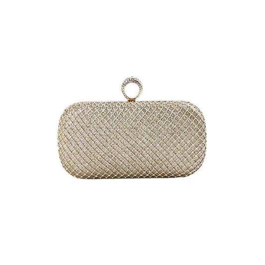 Fashion Design Handmade New Evening Bag mesh Crystal Clutch With Ring Metal Frame For Wedding/banquet/party/porm