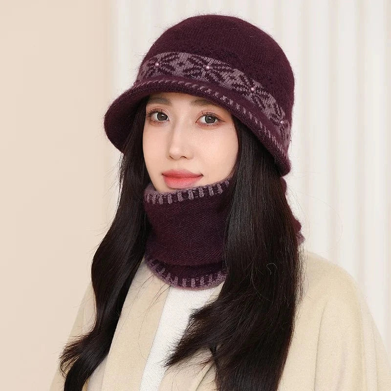 Fashion elegant custom acrylic traveling middle-aged and old women warm mom winter hats