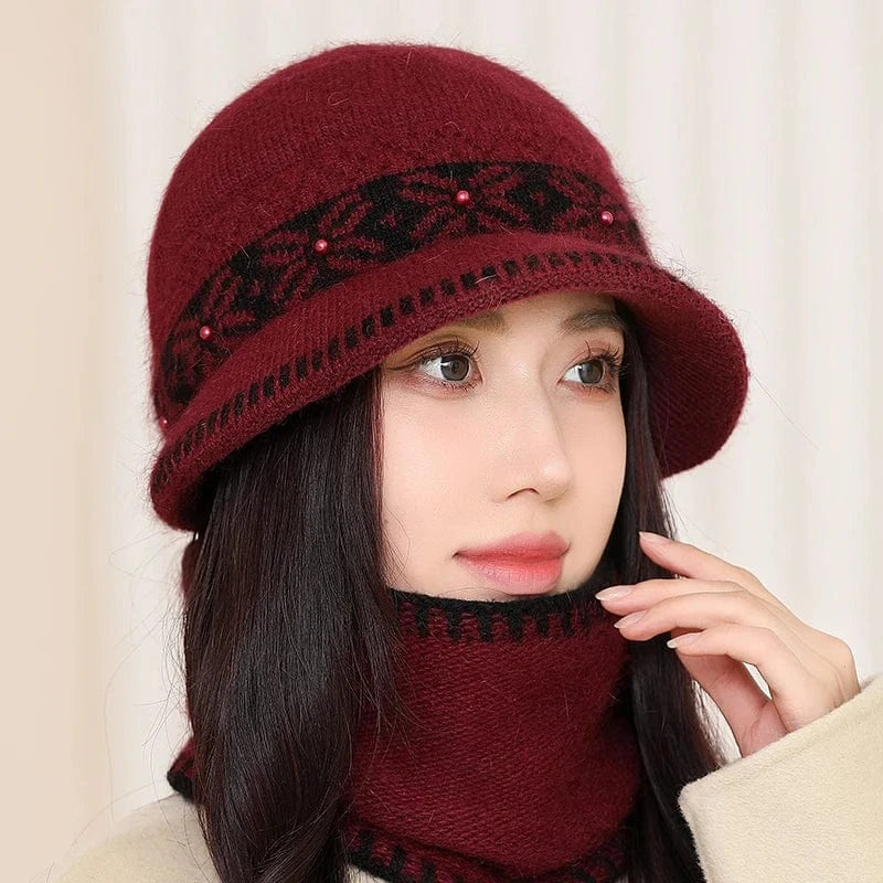 Fashion elegant custom acrylic traveling middle-aged and old women warm mom winter hats