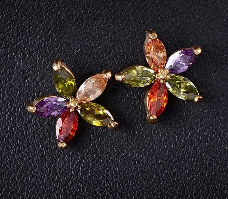 fashion / ERS-RK045 Wholesale Korean version of simple creative earrings with diamonds fashion five-pointed star five-color refraction earrings