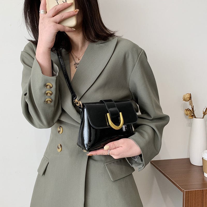 Fashion Glossy Women PU Mini Shoulder Bags Cross Body Bags Pure Color Handbag For Ladies