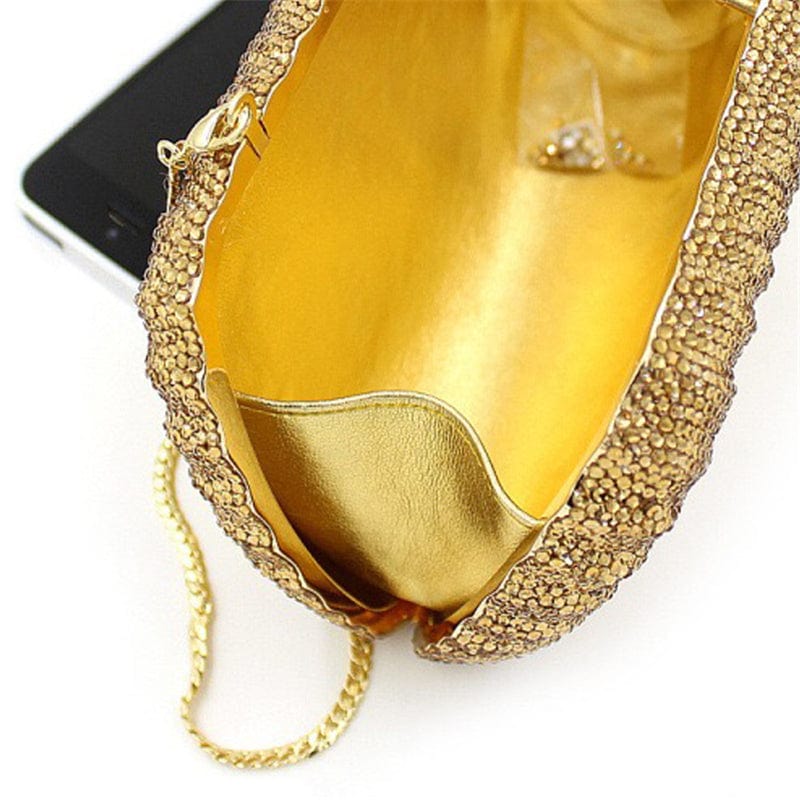 Fashion Golden Crystal Evening Bags Designer Clutch Famous Brand Women Golden Wedding Clutches with Chain Women Shoulder Bag