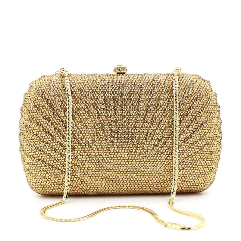 Fashion Golden Crystal Evening Bags Designer Clutch Famous Brand Women Golden Wedding Clutches with Chain Women Shoulder Bag