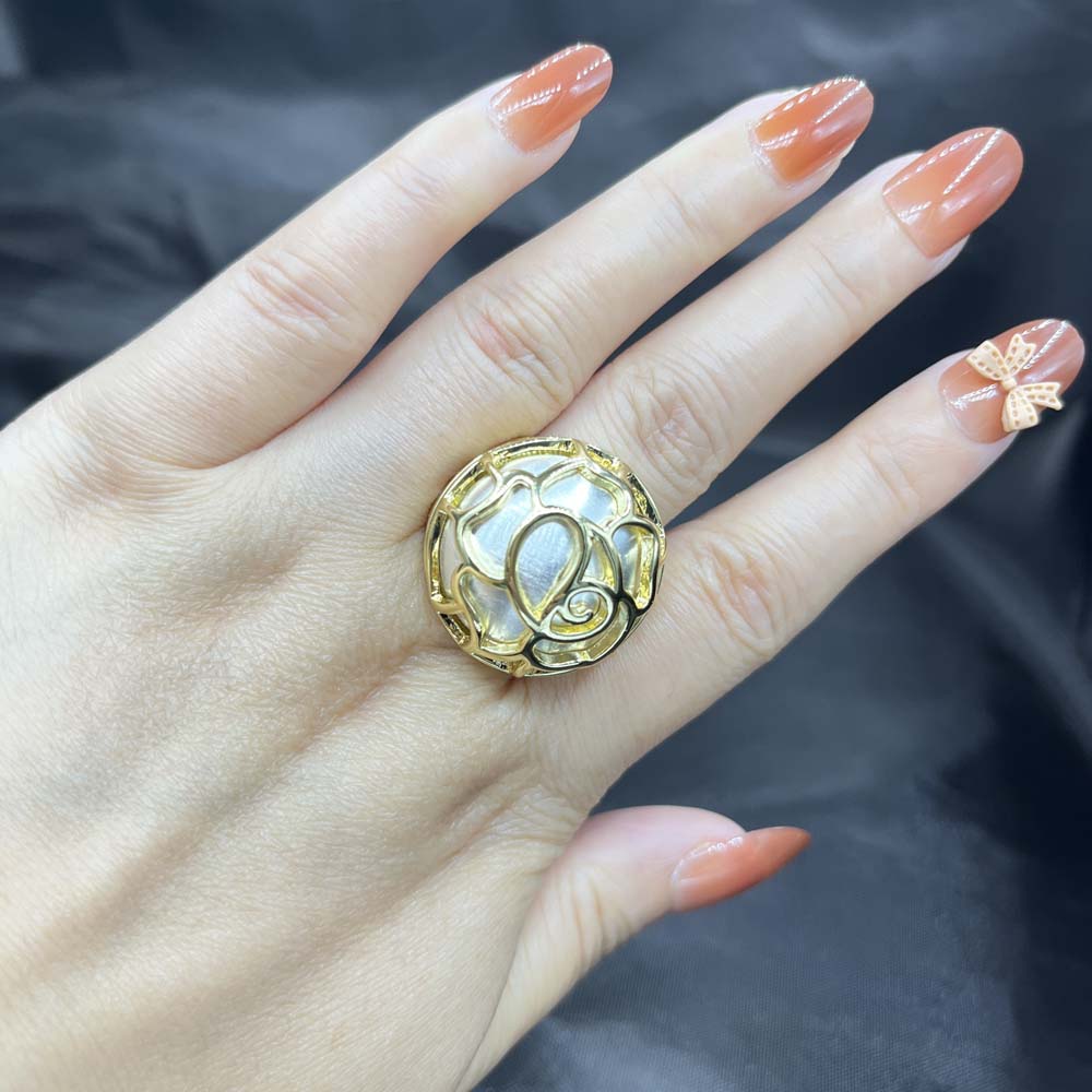 Fashion Jewelry 18 K Gold Plated Ring Sets / Fashion Jewelry 18 K Gold Plated Ring Sets / VZ0250 Fashion Jewelry 18 K Gold Plated Ring Sets 2023 New Design Dubai Rings Necklace Jewelry Sets Two Tones Rings For Women