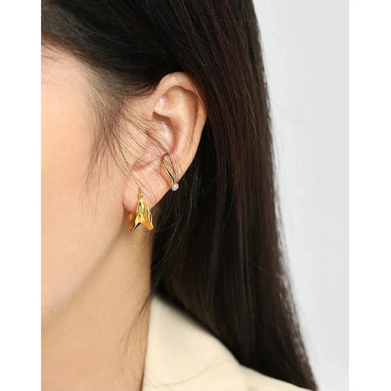 fashion jewelry 925 silver earrings jewelry 18K gold plated sterling silver hoop earrings for women