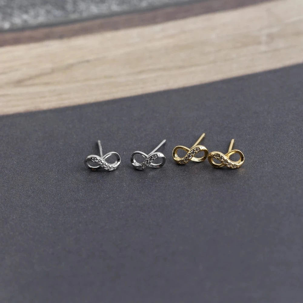 fashion jewelry 925 sterling silver earrings infinite stud earrings women infinity gold plated silver jewelry women