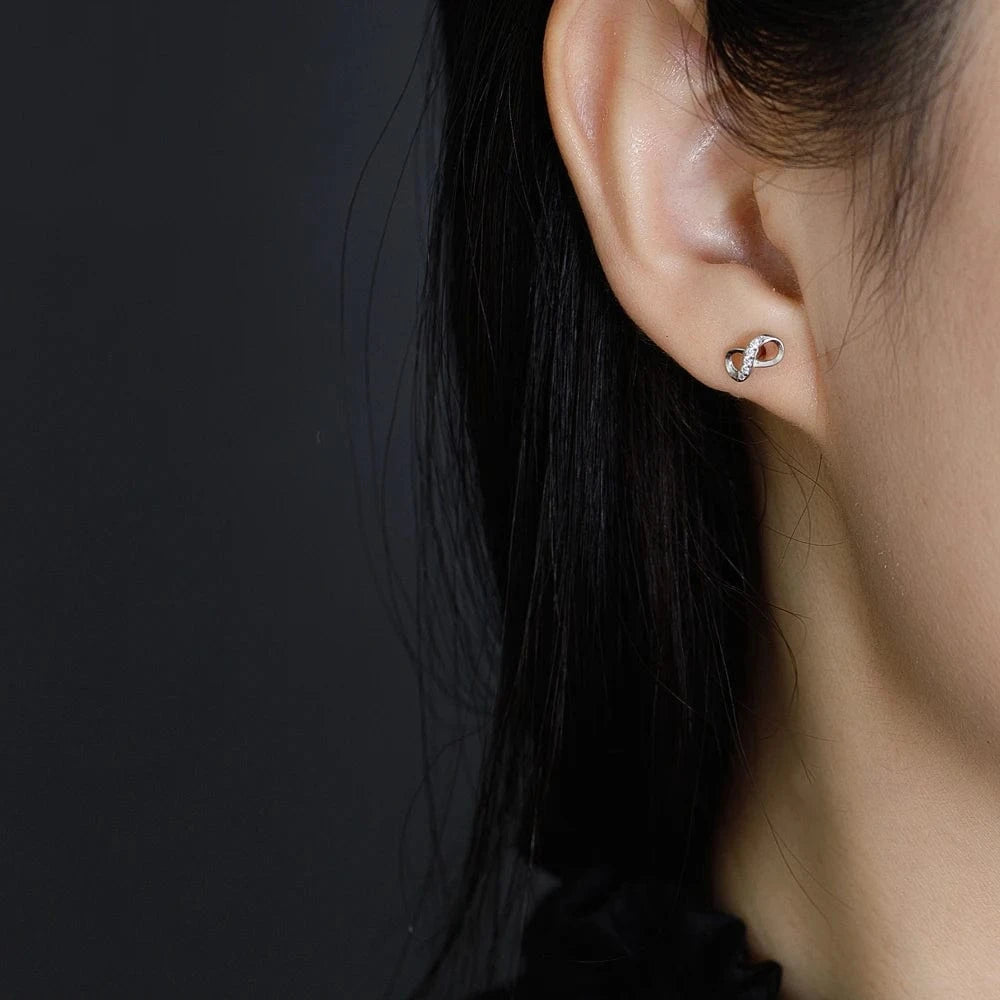 fashion jewelry 925 sterling silver earrings infinite stud earrings women infinity gold plated silver jewelry women