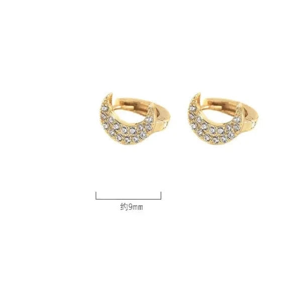 fashion jewelry 925 sterling silver statement earrings asymmetrical moon star zircon gold plated hoop earrings women