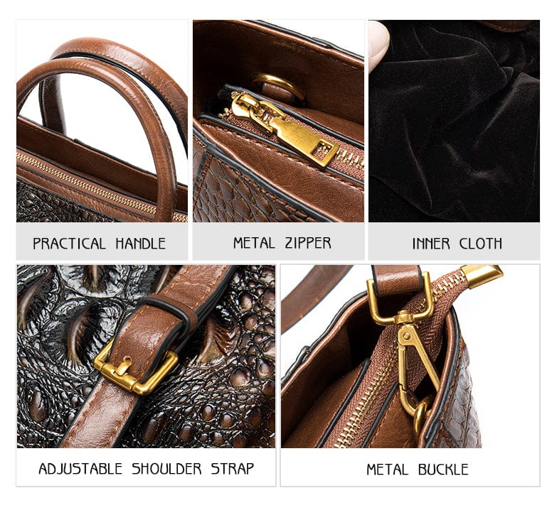 Fashion Ladies Crocodile Pattern Genuine Leather Vintage Handbag Large Capacity Women Shoulder Bag Wholesale Shopping Luxury Bag