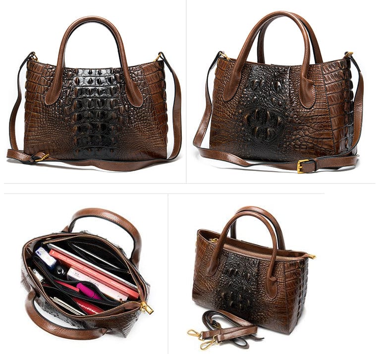 Fashion Ladies Crocodile Pattern Genuine Leather Vintage Handbag Large Capacity Women Shoulder Bag Wholesale Shopping Luxury Bag