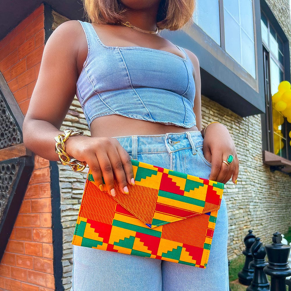Fashion Lady HandBag Kente Pattern Purse And HandbagsAnkara African Print Envelop Bag