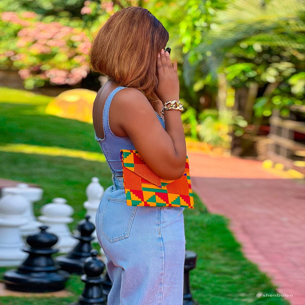 Fashion Lady HandBag Kente Pattern Purse And HandbagsAnkara African Print Envelop Bag