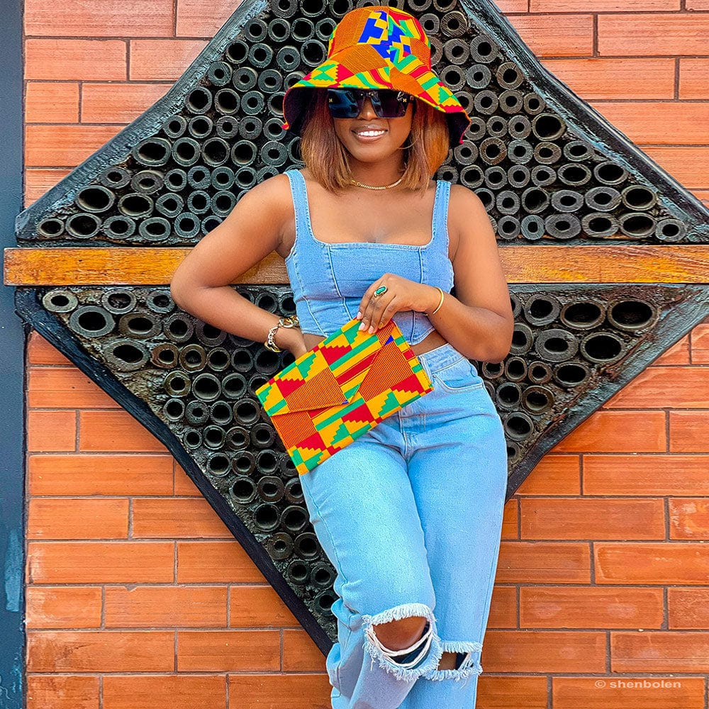Fashion Lady HandBag Kente Pattern Purse And HandbagsAnkara African Print Envelop Bag