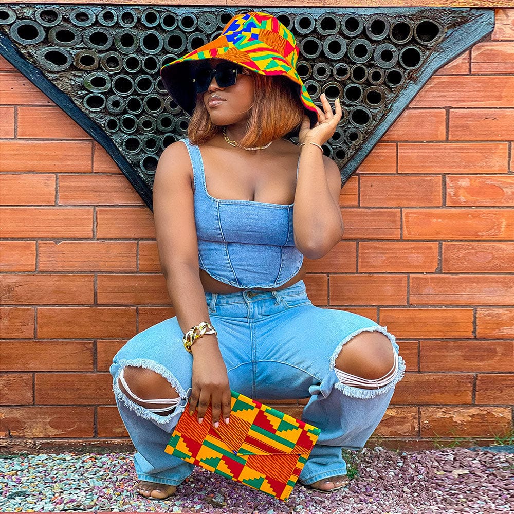 Fashion Lady HandBag Kente Pattern Purse And HandbagsAnkara African Print Envelop Bag