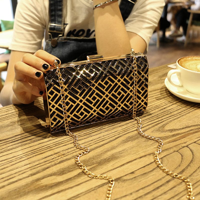 Fashion Lady Metal Clutch evening bag for Party Women's Evening Bags Shoulder handBag Cross-body Purses